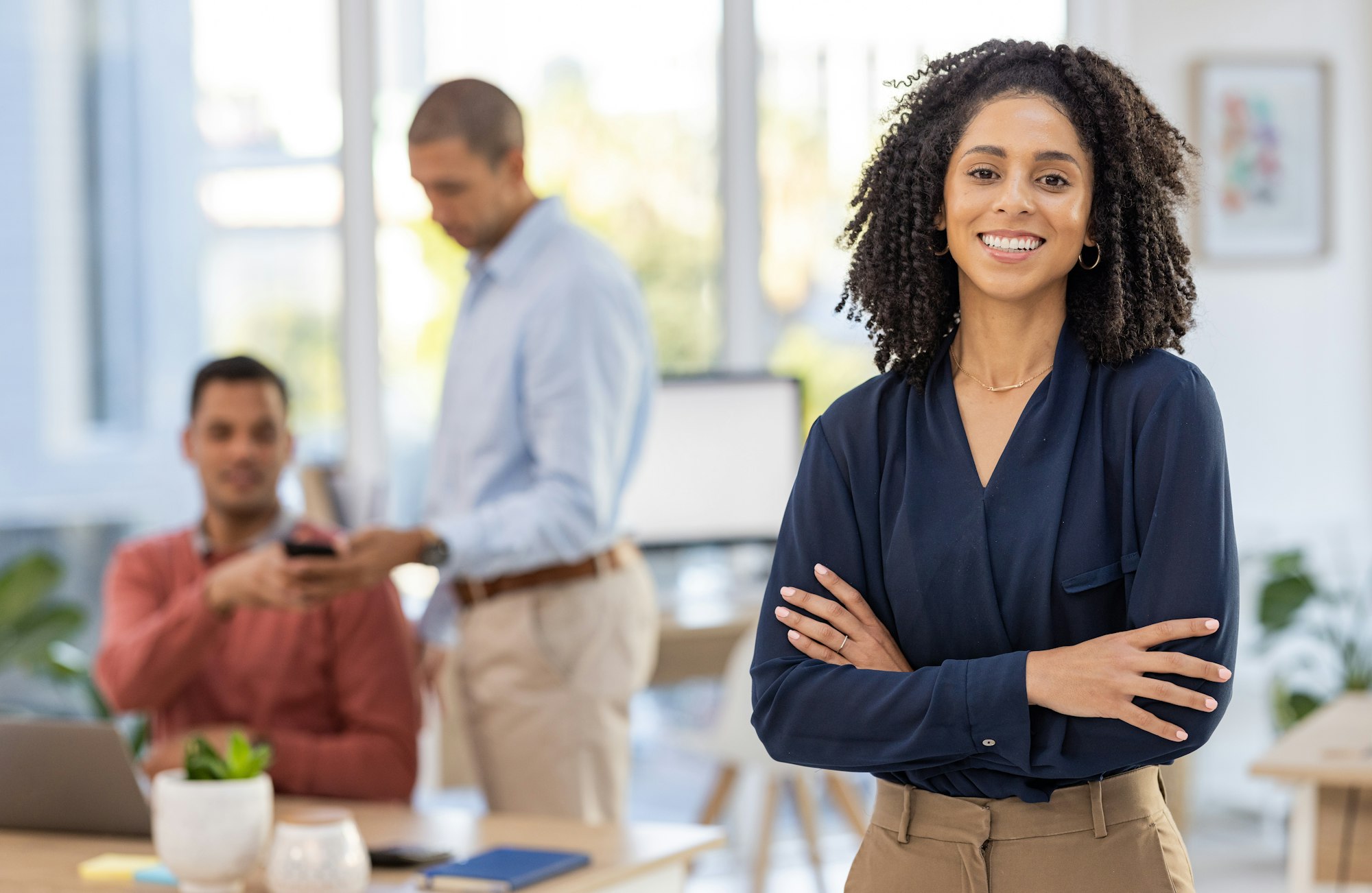 Black woman in business, leadership and success in portrait with career mindset, job goals and targ